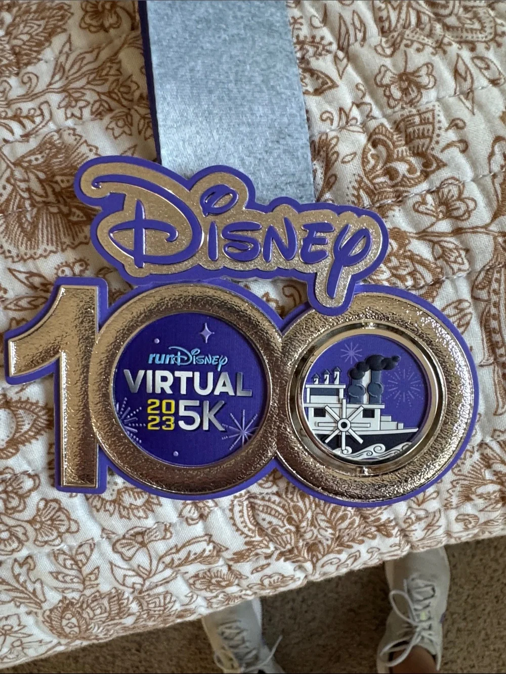 Disney Purple & Silver 2023 Virtual 5K Commemorative Wall Medal